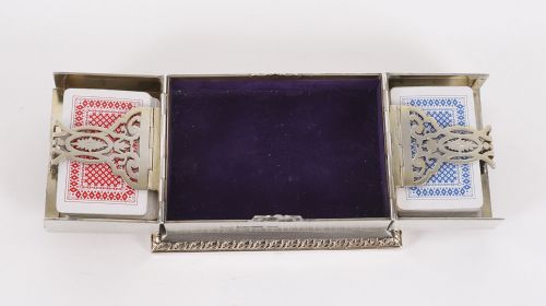 ANTIQUE ASPREY STERLING SILVER MINIATURE PLAYING CARD BOX CASKET 1912 - ADDITIONAL PHOTO 3