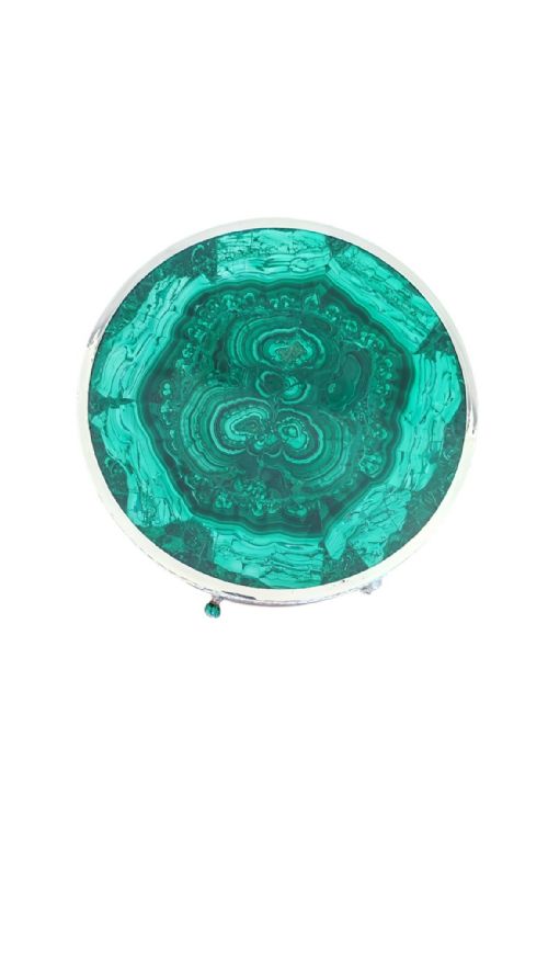 ANTIQUE PAIR FRENCH THUYA MALACHITE SILVERED BRONZE OCCASIONAL TABLES 20TH C - ADDITIONAL PHOTO 2