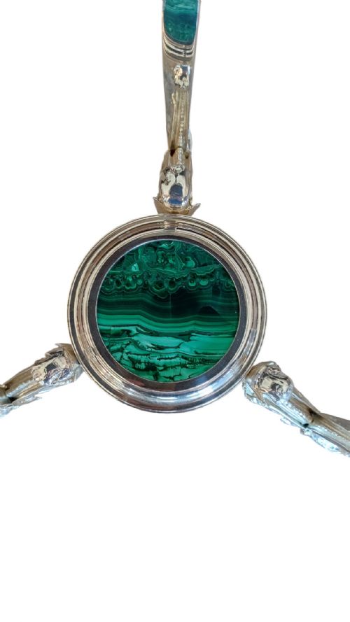 ANTIQUE PAIR FRENCH THUYA MALACHITE SILVERED BRONZE OCCASIONAL TABLES 20TH C - ADDITIONAL PHOTO 10