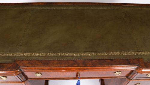 ANTIQUE VICTORIAN BURR WALNUT TWIN PEDESTAL DESK C1860 19TH C - ADDITIONAL PHOTO 2