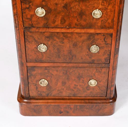 ANTIQUE VICTORIAN BURR WALNUT TWIN PEDESTAL DESK C1860 19TH C - ADDITIONAL PHOTO 6