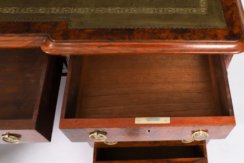 ANTIQUE VICTORIAN BURR WALNUT TWIN PEDESTAL DESK C1860 19TH C - ADDITIONAL PHOTO 8