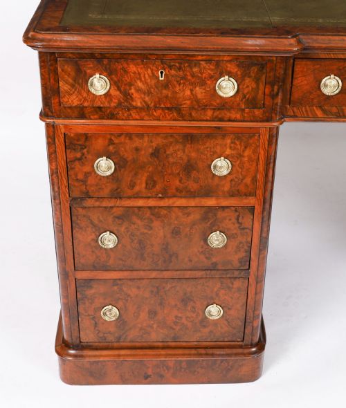 ANTIQUE VICTORIAN BURR WALNUT TWIN PEDESTAL DESK C1860 19TH C - ADDITIONAL PHOTO 14