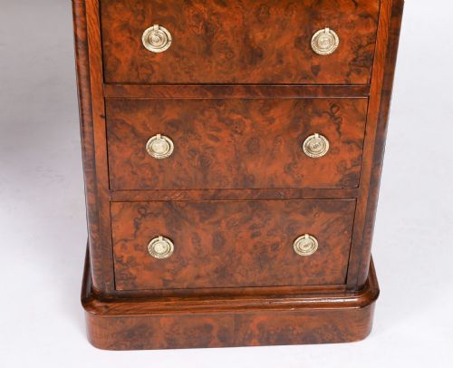 ANTIQUE VICTORIAN BURR WALNUT TWIN PEDESTAL DESK C1860 19TH C - ADDITIONAL PHOTO 16