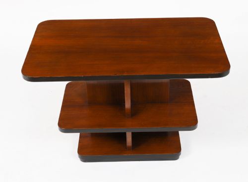 fig 5. Antique Art Deco Tiered Walnut Coffee Table Circa 1920