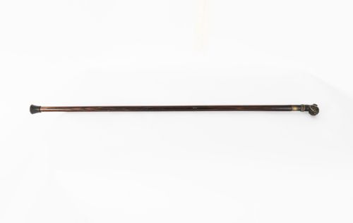 ANTIQUE BULLDOG BRONZE HANDLED WALKING STICK CANE 19THC 92CM 3FT - ADDITIONAL PHOTO 1