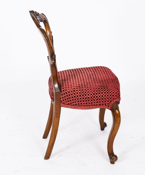 fig 1. Antique Set of 6 Victorian Walnut Cabriole Dining Chairs 19th C