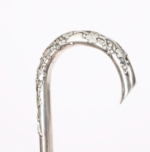 ANTIQUE HONG KONG SILVER WALKING CANE WANG HING COMPANY 19THC - ADDITIONAL PHOTO 4