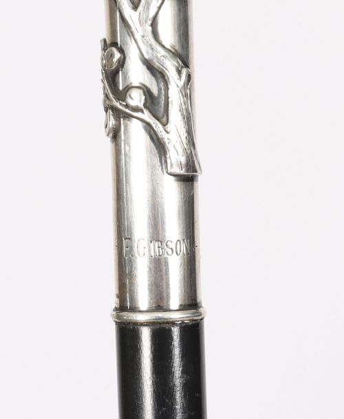 ANTIQUE HONG KONG SILVER WALKING CANE WANG HING COMPANY 19THC - ADDITIONAL PHOTO 6