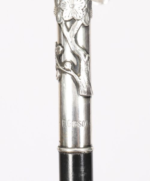 ANTIQUE HONG KONG SILVER WALKING CANE WANG HING COMPANY 19THC - ADDITIONAL PHOTO 7