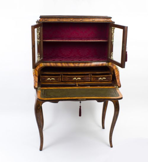 ANTIQUE FRENCH KING WOOD MARQUETRY BONHEUR DU JOUR 19TH C - ADDITIONAL PHOTO 3