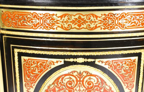 ANTIQUE ORMOLU MOUNTED SERPENTINE BOULLE CREDENZA C1870 19TH C - ADDITIONAL PHOTO 7