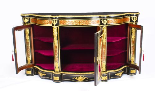 ANTIQUE ORMOLU MOUNTED SERPENTINE BOULLE CREDENZA C1870 19TH C - ADDITIONAL PHOTO 12