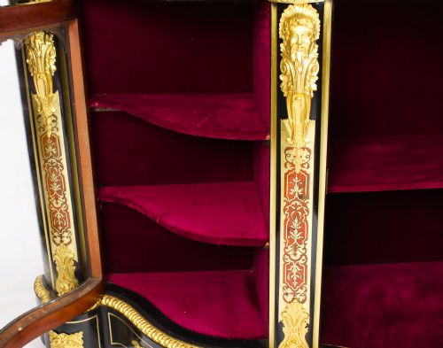 ANTIQUE ORMOLU MOUNTED SERPENTINE BOULLE CREDENZA C1870 19TH C - ADDITIONAL PHOTO 13