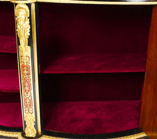 ANTIQUE ORMOLU MOUNTED SERPENTINE BOULLE CREDENZA C1870 19TH C - ADDITIONAL PHOTO 14