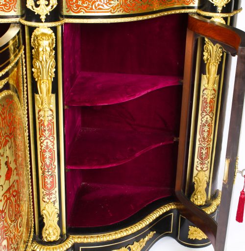 ANTIQUE ORMOLU MOUNTED SERPENTINE BOULLE CREDENZA C1870 19TH C - ADDITIONAL PHOTO 15