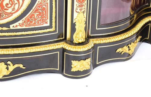 ANTIQUE ORMOLU MOUNTED SERPENTINE BOULLE CREDENZA C1870 19TH C - ADDITIONAL PHOTO 16