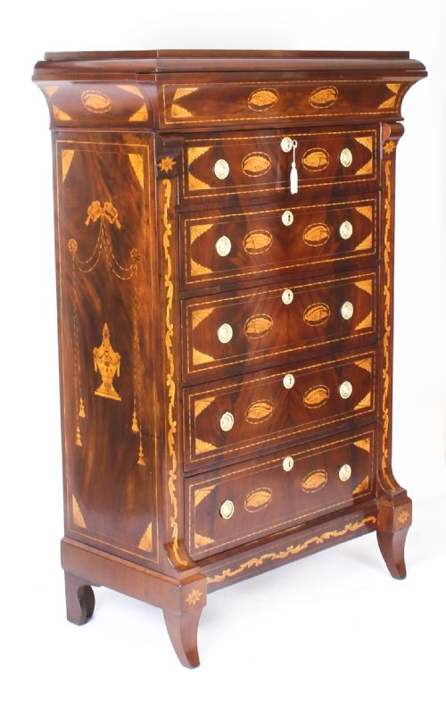 ANTIQUE DUTCH MARQUETRY CHEST DRAWERS 19TH CENTURY - ADDITIONAL PHOTO 9