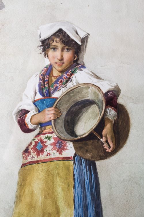 ANTIQUE WATERCOLOUR 'THE WATER CARRIER' FILIPO INDONI 19TH CENTURY - ADDITIONAL PHOTO 6
