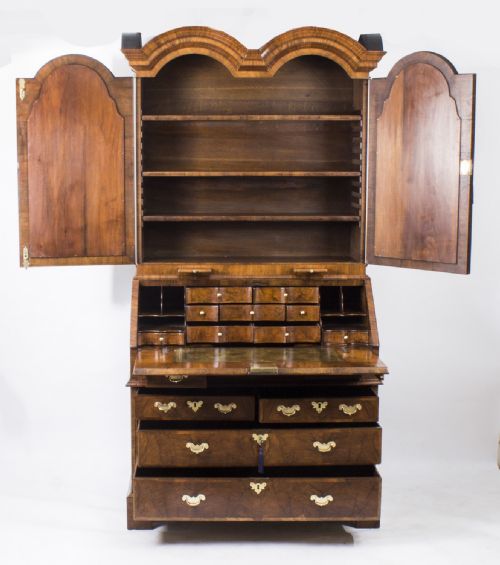 fig 2. Antique Queen Anne Burr Walnut Bureau Bookcase C1720 18th C