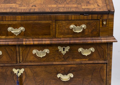 fig 7. Antique Queen Anne Burr Walnut Bureau Bookcase C1720 18th C