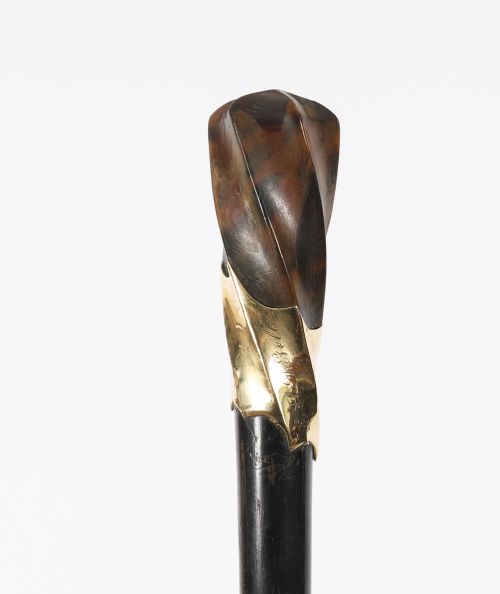 ANTIQUE WALKING STICK CANE 18CT GOLD POMMEL BY BRIGG'S LATE 19TH C 91CM 36