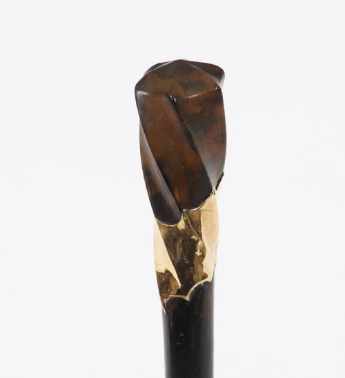 ANTIQUE WALKING STICK CANE 18CT GOLD POMMEL BY BRIGG'S LATE 19TH C 91CM 36 - ADDITIONAL PHOTO 2