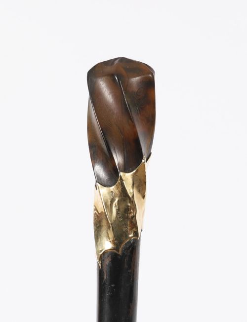 ANTIQUE WALKING STICK CANE 18CT GOLD POMMEL BY BRIGG'S LATE 19TH C 91CM 36 - ADDITIONAL PHOTO 6