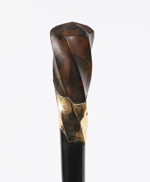 ANTIQUE WALKING STICK CANE 18CT GOLD POMMEL BY BRIGG'S LATE 19TH C 91CM 36 - ADDITIONAL PHOTO 9