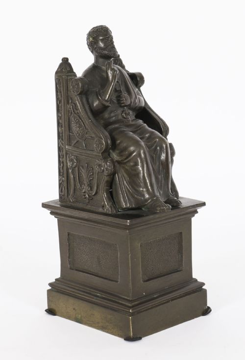 ANTIQUE ITALIAN GRAND TOUR PATINATED BRONZE SCULPTURE OF ST PETER 19TH CENTURY