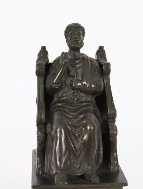 ANTIQUE ITALIAN GRAND TOUR PATINATED BRONZE SCULPTURE OF ST PETER 19TH CENTURY - ADDITIONAL PHOTO 2