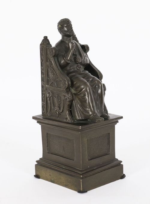 ANTIQUE ITALIAN GRAND TOUR PATINATED BRONZE SCULPTURE OF ST PETER 19TH CENTURY - ADDITIONAL PHOTO 4