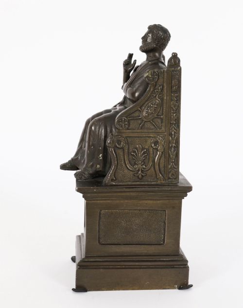 ANTIQUE ITALIAN GRAND TOUR PATINATED BRONZE SCULPTURE OF ST PETER 19TH CENTURY - ADDITIONAL PHOTO 6