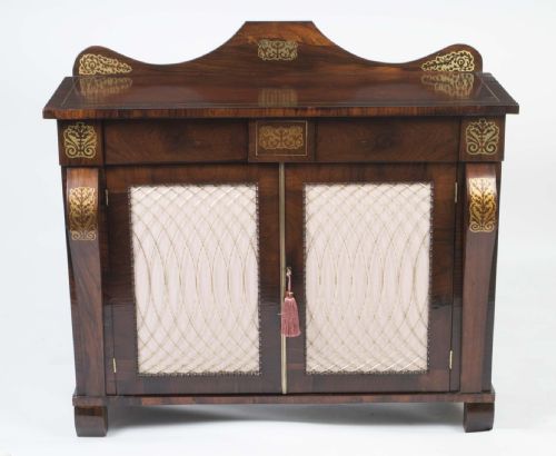 fig 1. Antique Regency Brass Inlaid Cabinet Chiffonier c.1820 19th C