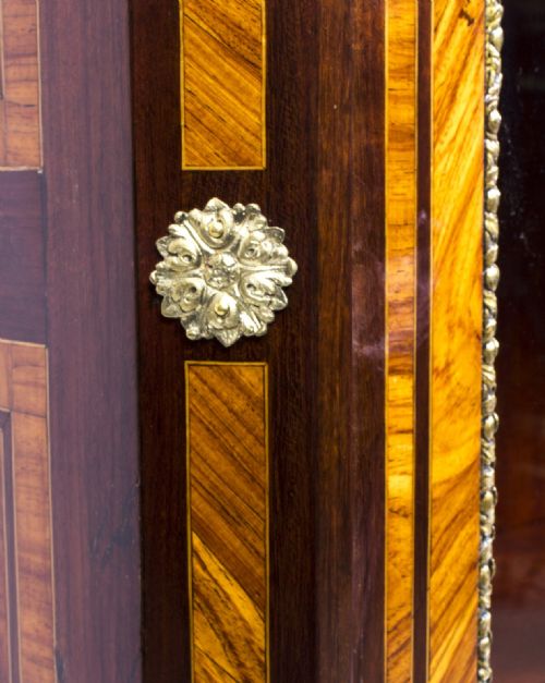 ANTIQUE VICTORIAN BURR WALNUT ORMOLU MOUNTED DISPLAY CABINET 19TH CENTURY - ADDITIONAL PHOTO 8
