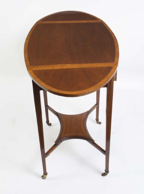 ANTIQUE EDWARDIAN INLAID DROP LEAF OCCASIONAL TABLE C1900 - ADDITIONAL PHOTO 4