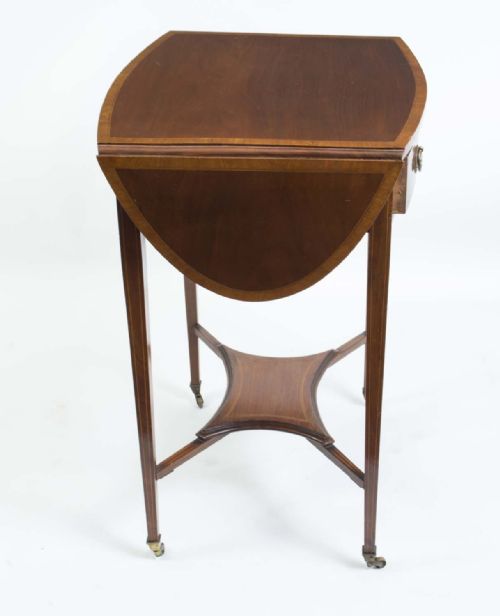 ANTIQUE EDWARDIAN INLAID DROP LEAF OCCASIONAL TABLE C1900 - ADDITIONAL PHOTO 6