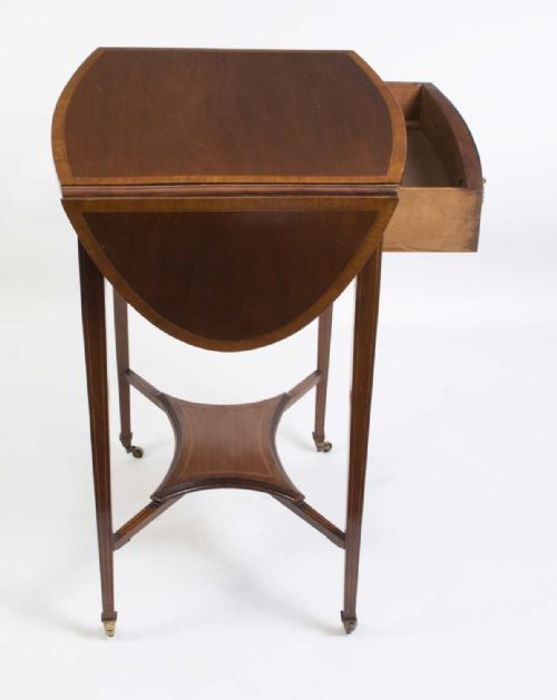 ANTIQUE EDWARDIAN INLAID DROP LEAF OCCASIONAL TABLE C1900 - ADDITIONAL PHOTO 8