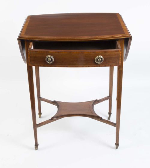 ANTIQUE EDWARDIAN INLAID DROP LEAF OCCASIONAL TABLE C1900 - ADDITIONAL PHOTO 9