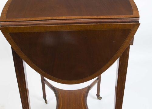 ANTIQUE EDWARDIAN INLAID DROP LEAF OCCASIONAL TABLE C1900 - ADDITIONAL PHOTO 10