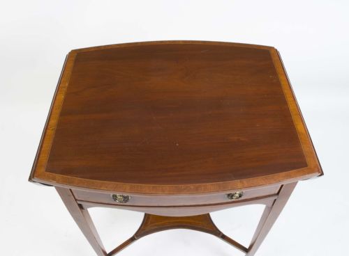 ANTIQUE EDWARDIAN INLAID DROP LEAF OCCASIONAL TABLE C1900 - ADDITIONAL PHOTO 11
