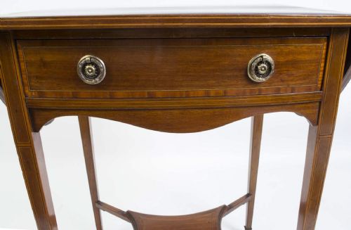 ANTIQUE EDWARDIAN INLAID DROP LEAF OCCASIONAL TABLE C1900 - ADDITIONAL PHOTO 13