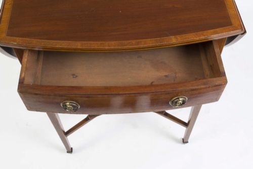 ANTIQUE EDWARDIAN INLAID DROP LEAF OCCASIONAL TABLE C1900 - ADDITIONAL PHOTO 16