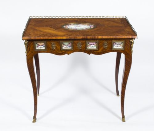 ANTIQUE FRENCH ORMOLU SEVRES MOUNTED KING WOOD WRITING TABLE 18TH C - ADDITIONAL PHOTO 1