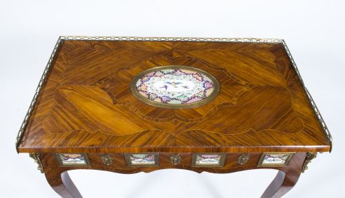 ANTIQUE FRENCH ORMOLU SEVRES MOUNTED KING WOOD WRITING TABLE 18TH C - ADDITIONAL PHOTO 2