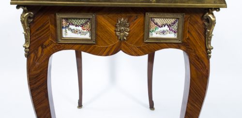 ANTIQUE FRENCH ORMOLU SEVRES MOUNTED KING WOOD WRITING TABLE 18TH C - ADDITIONAL PHOTO 8