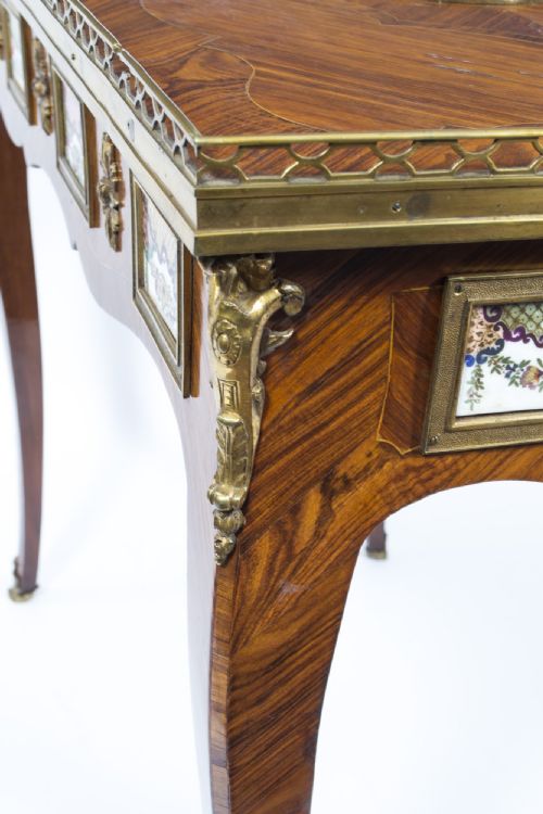 ANTIQUE FRENCH ORMOLU SEVRES MOUNTED KING WOOD WRITING TABLE 18TH C - ADDITIONAL PHOTO 12