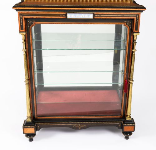 ANTIQUE VICTORIAN AMBOYNA EBONISED PIER DISPLAY CABINET 19TH C - ADDITIONAL PHOTO 2