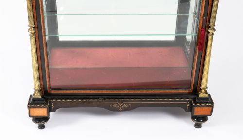 ANTIQUE VICTORIAN AMBOYNA EBONISED PIER DISPLAY CABINET 19TH C - ADDITIONAL PHOTO 10