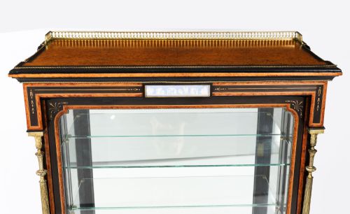 ANTIQUE VICTORIAN AMBOYNA EBONISED PIER DISPLAY CABINET 19TH C - ADDITIONAL PHOTO 13